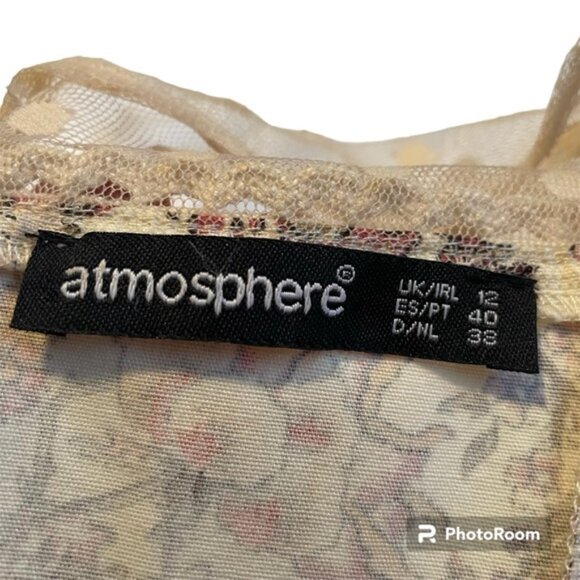 Atmosphere Delicate Floral Midi Dress Sweetheart Mesh Dot Illusion Neckline - Picture 10 of 13